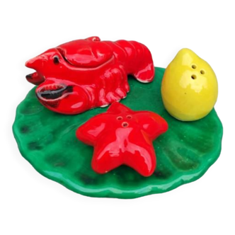 Vallauris condiment set salt pepper mustard