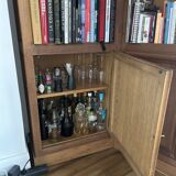 Custom U-shaped wall library – Solid wood and oak