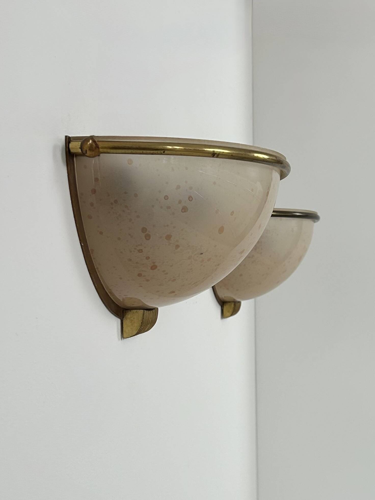 Vintage wall lights, brass and perspex, France, 1970.