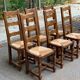 6 solid oak dining chairs with straw 110cm
