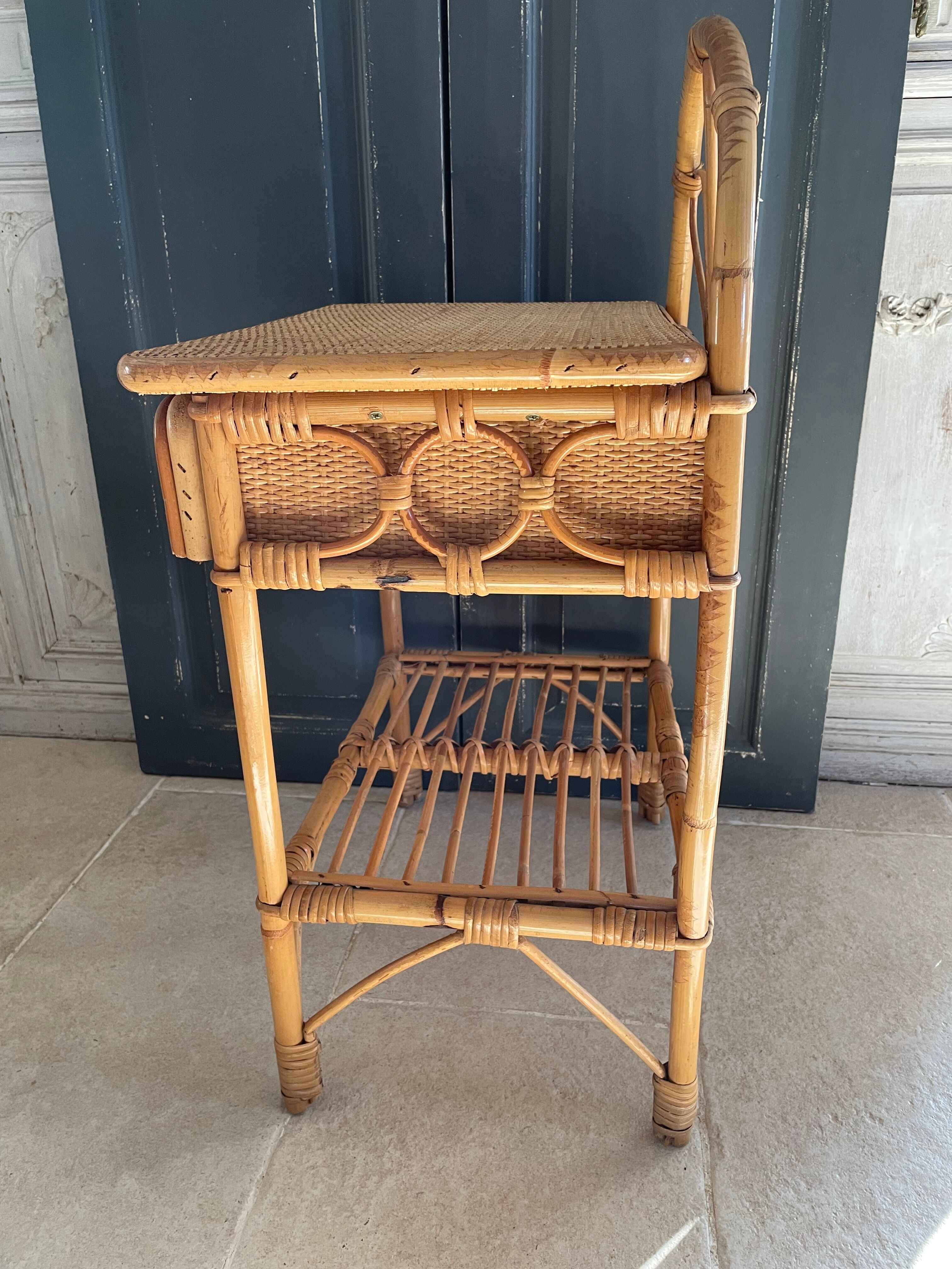 Pair of rattan bedside tables