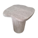 Alpha irregular side table in natural travertine - ribbed foot - L: 40 / H: 50cm