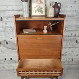 Vintage wooden and rattan secretary