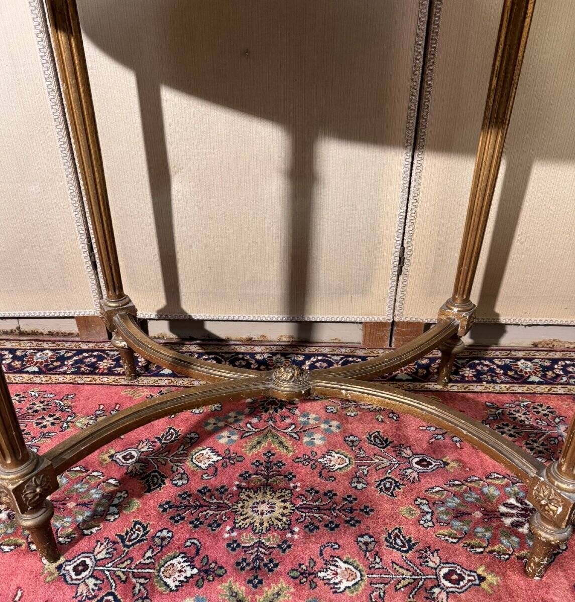 Louis XVI style pedestal table in gilded wood