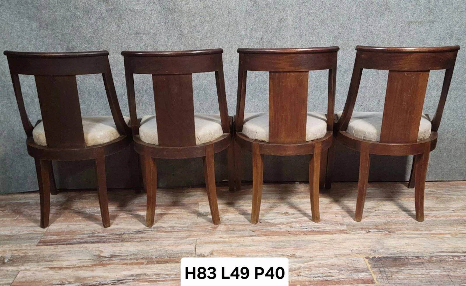 Set of 4 Empire style mahogany gondola chairs, 19th century