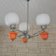 Space Age chrome and ceramic chandelier from the 70s