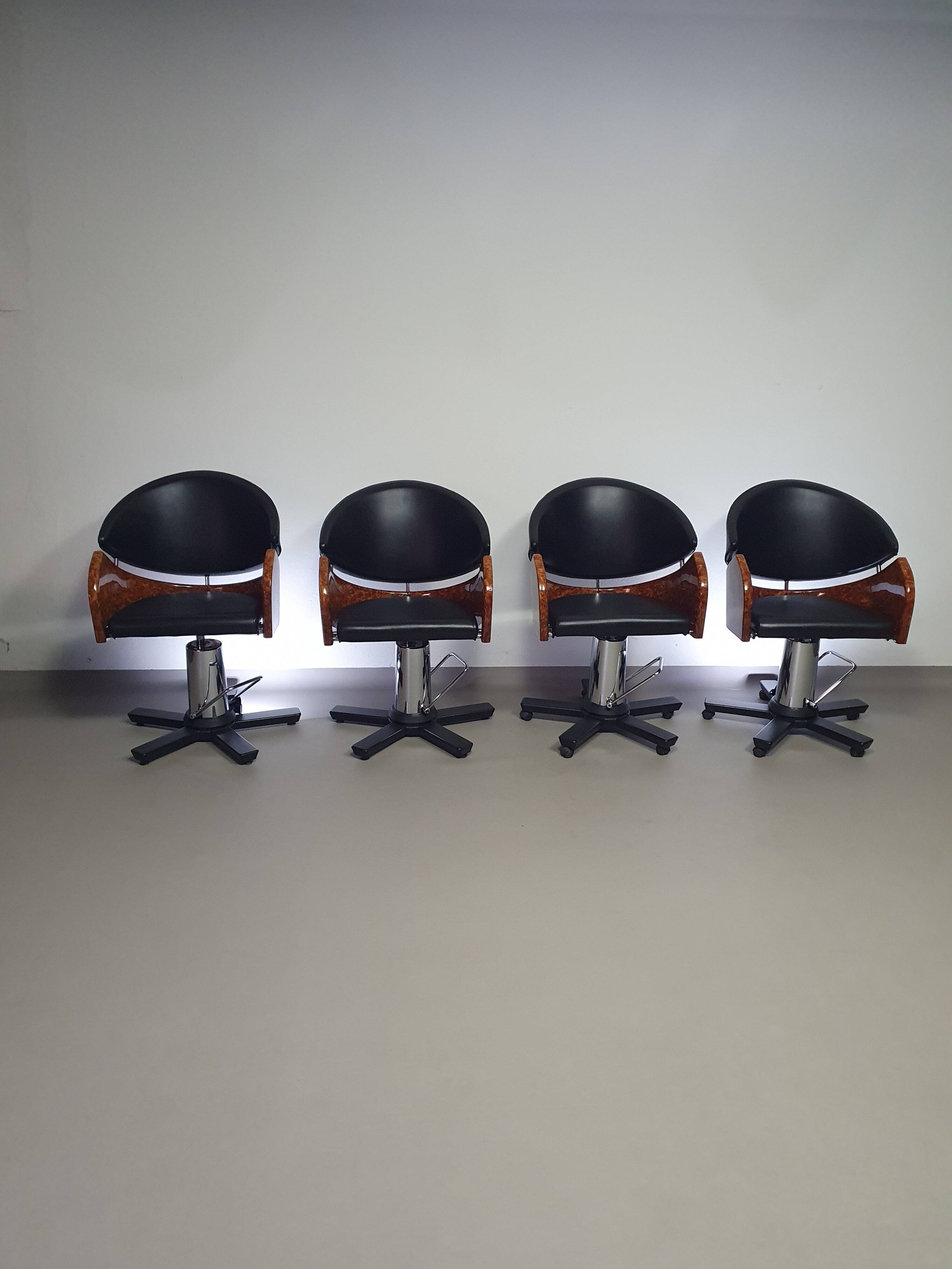 4 x '80s Italian barber chair, height adjustable