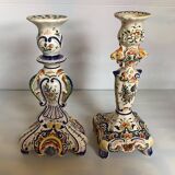 Pair of large old Rouen candlesticks