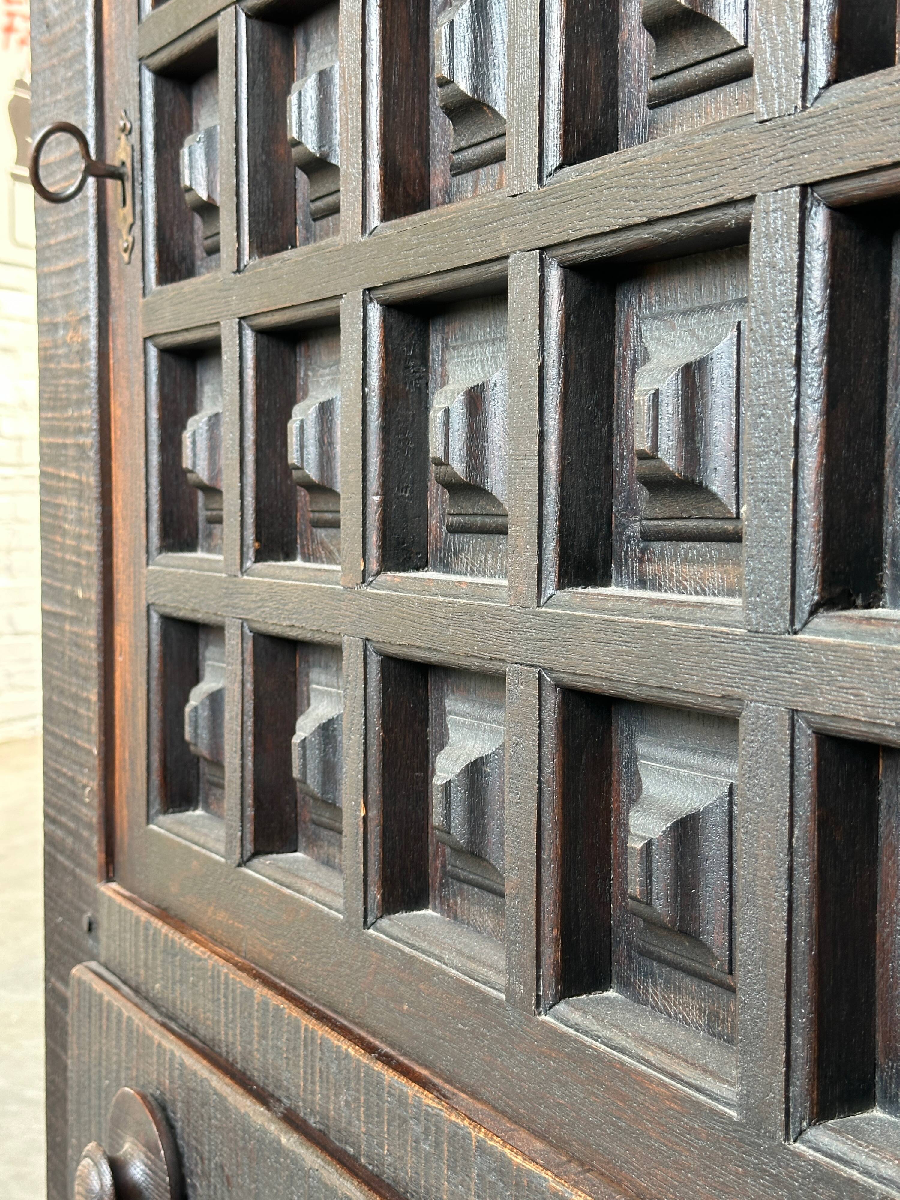 Spanish Brutalist Cabinet in Stained Pine 60s