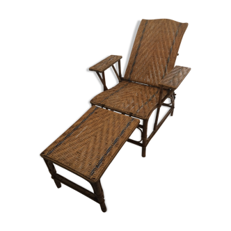 Chaise longue en rotin très ancienne