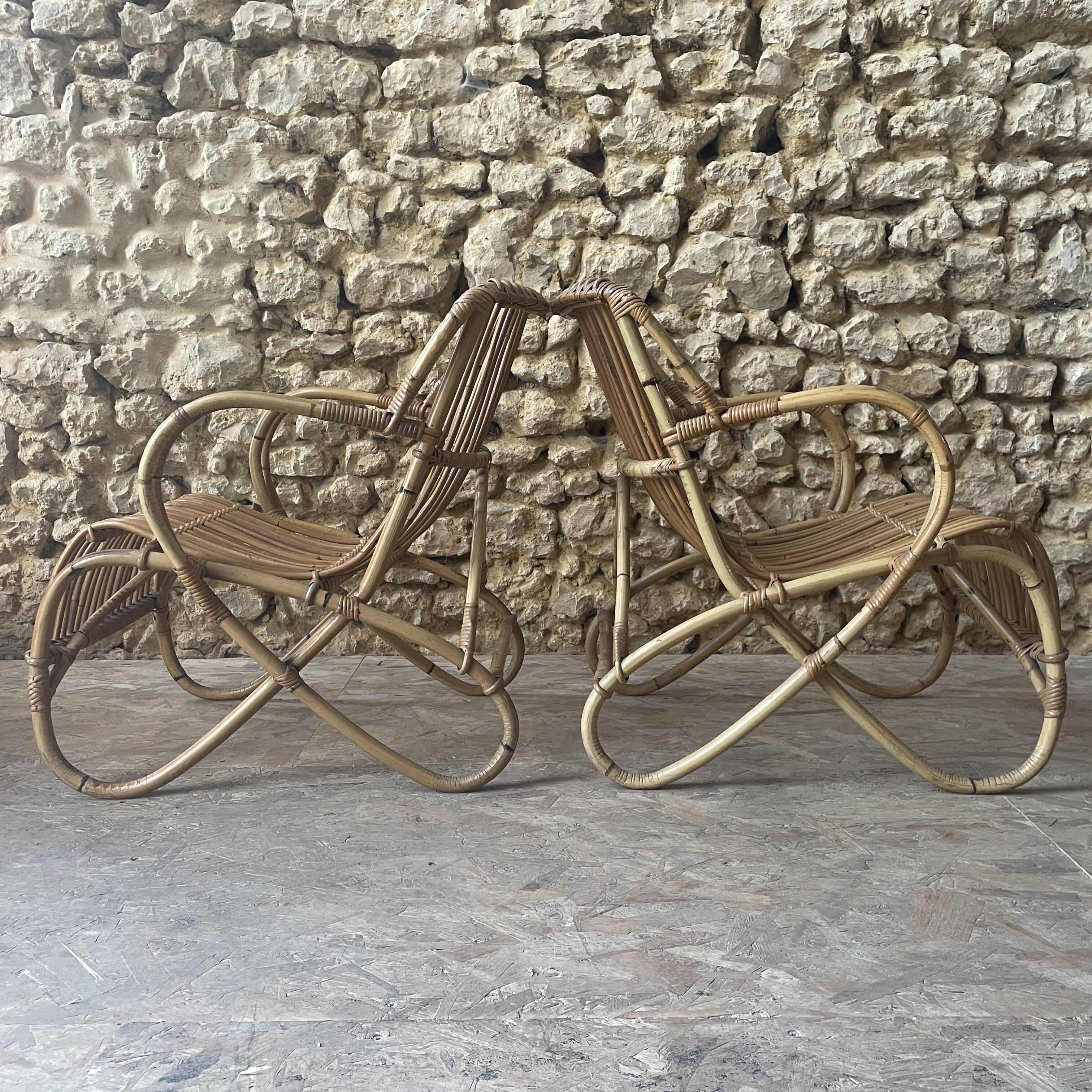 Rattan armchair - 1950s