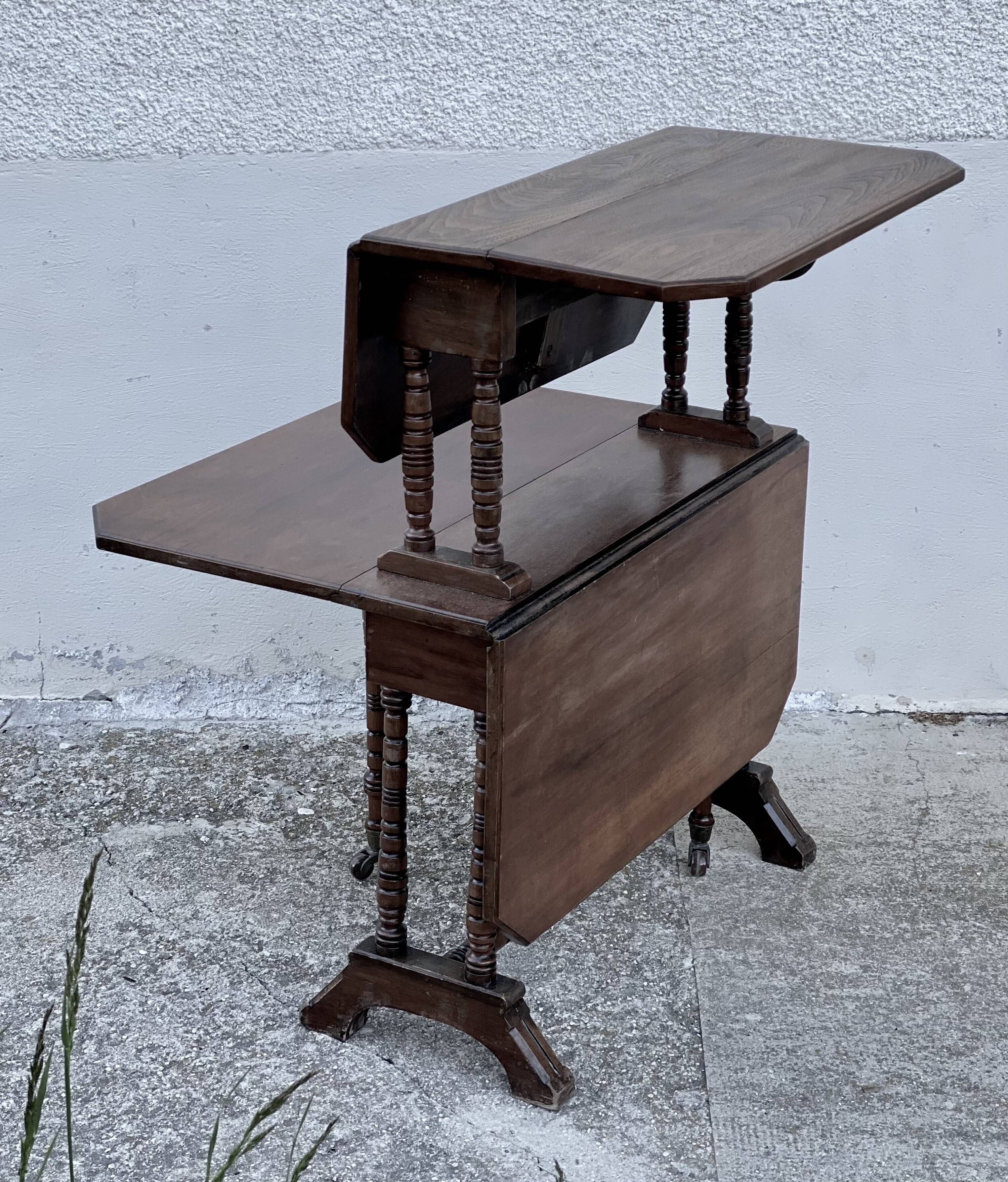 Table à volets gatleg modulable à 2 plateaux vintage 1950