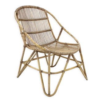 1960s Alan Fuchs Rattan Lounge Chair by Uluv, Czechoslovakia