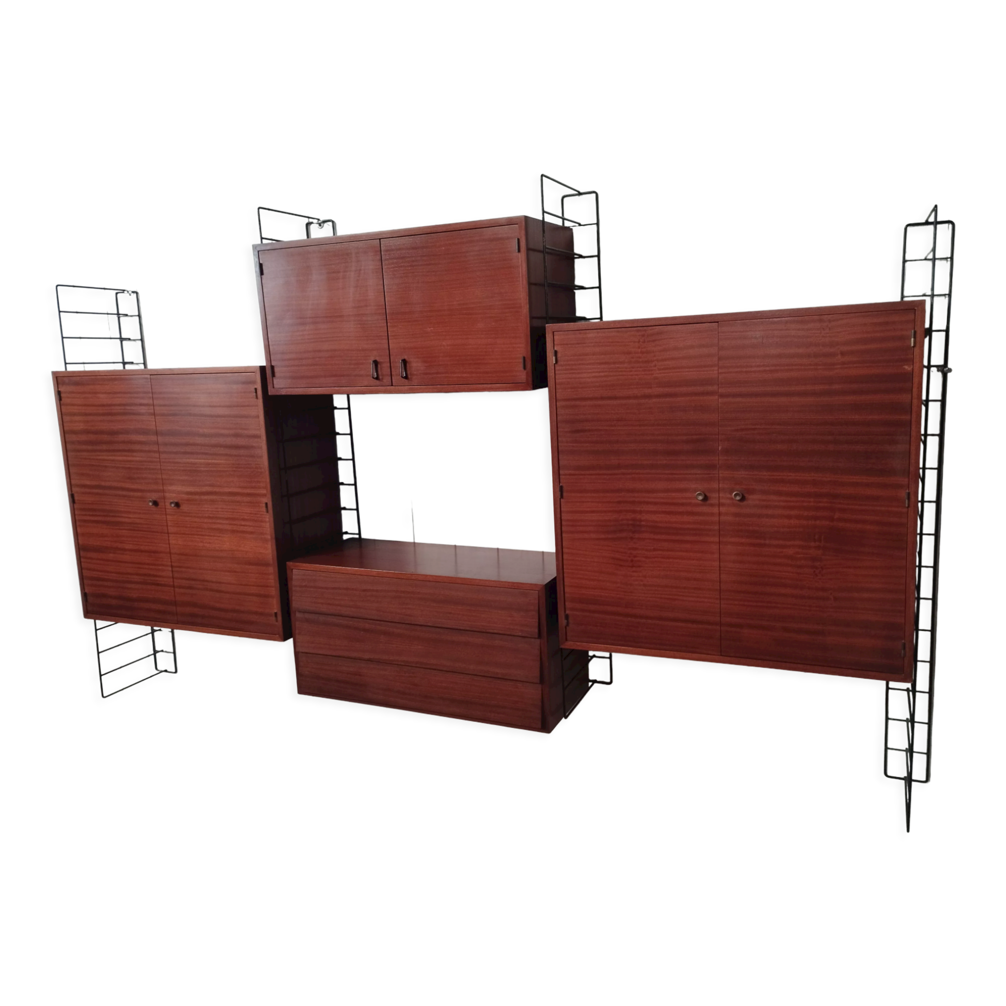 Scandinavian modular teak bookcase shelving system