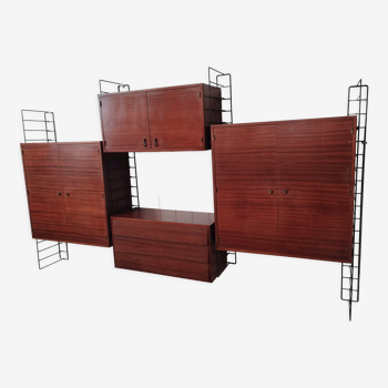 Scandinavian modular teak bookcase shelving system