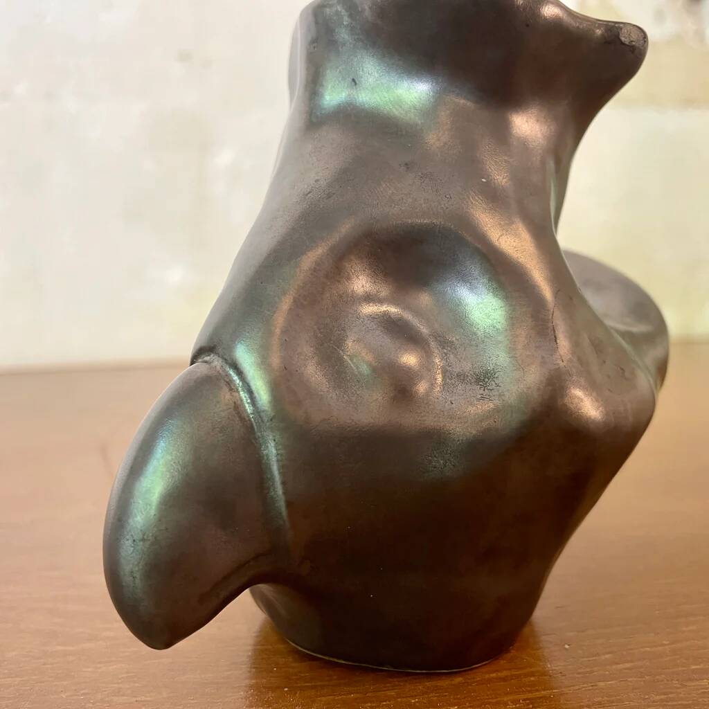 Zoomorphic glazed earthenware vase by René Delarue, 1950s