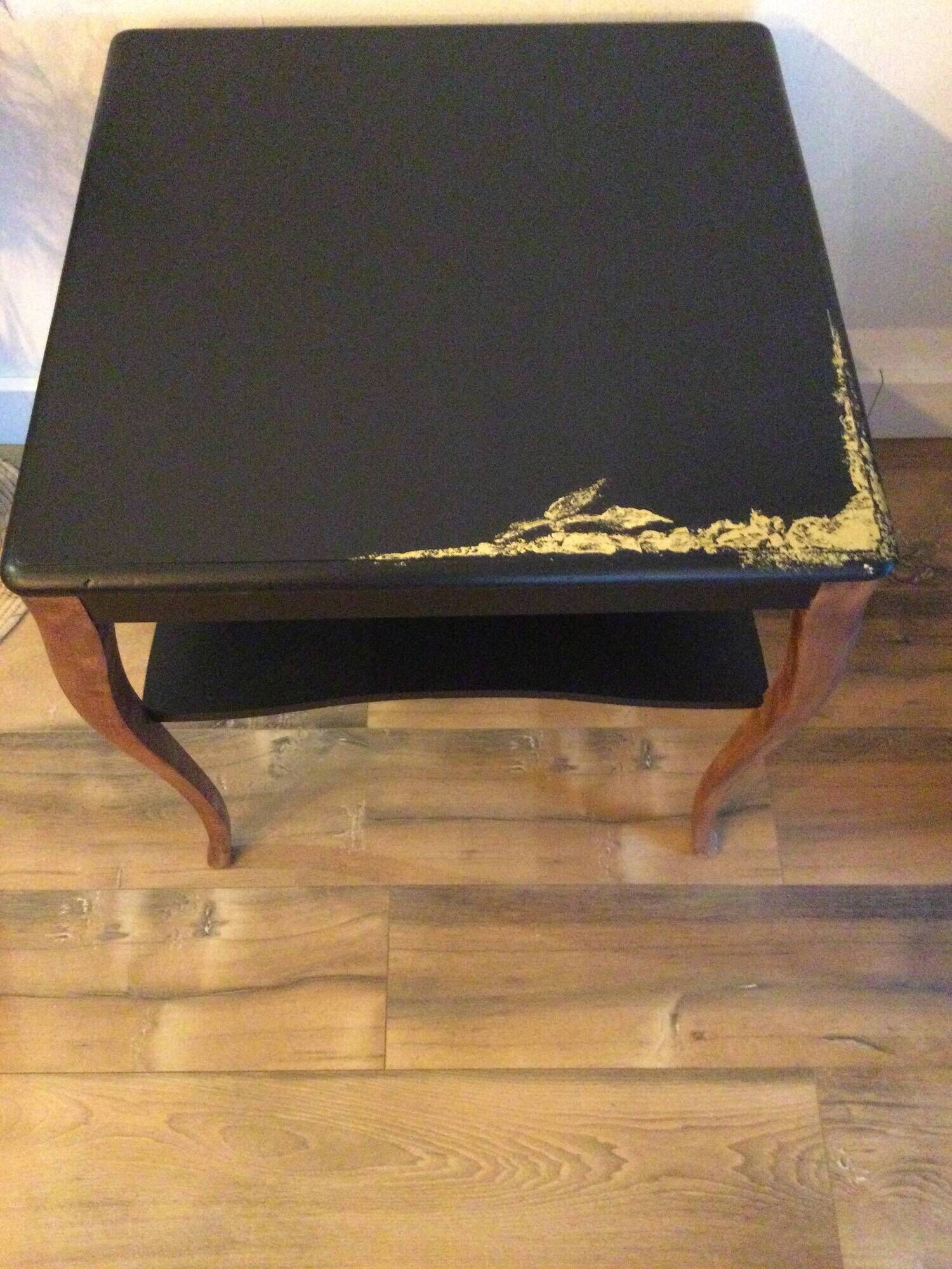 Coffee table / side table restored — Matt black & golden touches