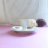 Porcelain egg cup with shabby chic style floral bouquet decoration Romanticism