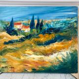 Oil on canvas painting landscape signed