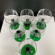 Série de 6 verres à vin vintage à pied spiral vert