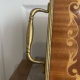 Vintage Italian Sorrento Wood Marquetry Brass Serving Tray 36