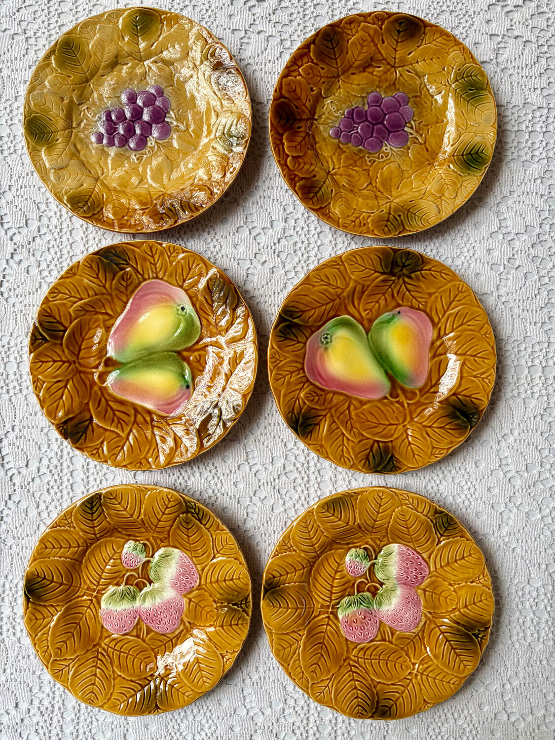 6 dessert plates barbotine Salins-les-Bains