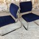 Paire de fauteuils vintage chrome et microfibre bleue circa 70