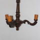 Carved wooden chandelier patinated brown, 3 arms of light