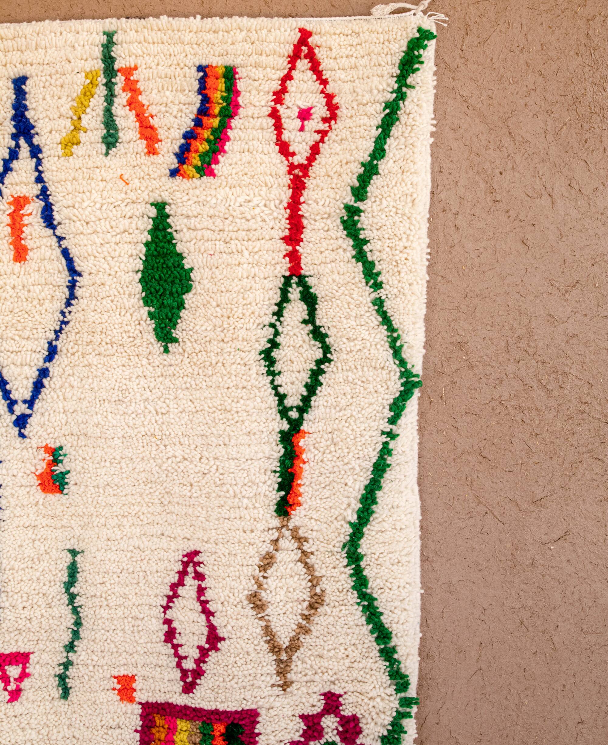 Azilal Moroccan Rug – Colourful Berber Symbols Wool Area Rug | 300x250