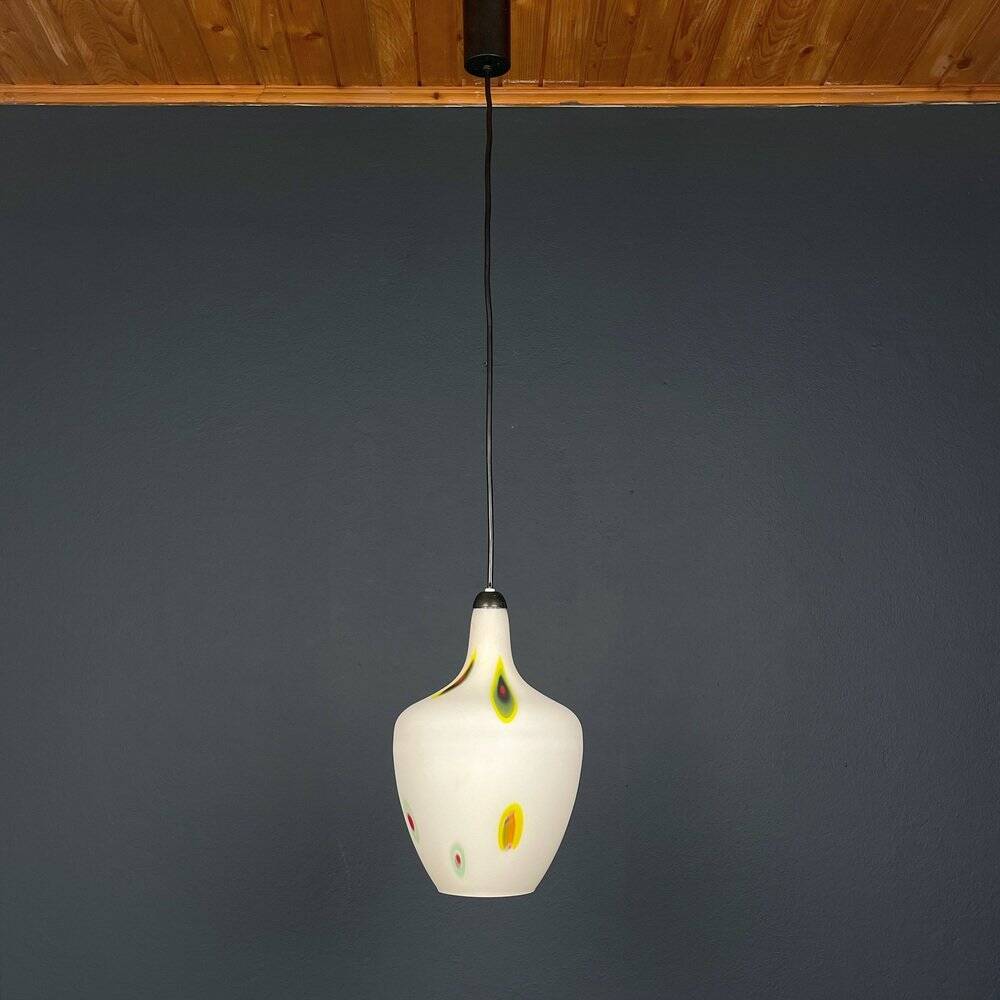 Multicoloured opaline glass pendant light from Murano by Stilnovo, Italy, 1950s.