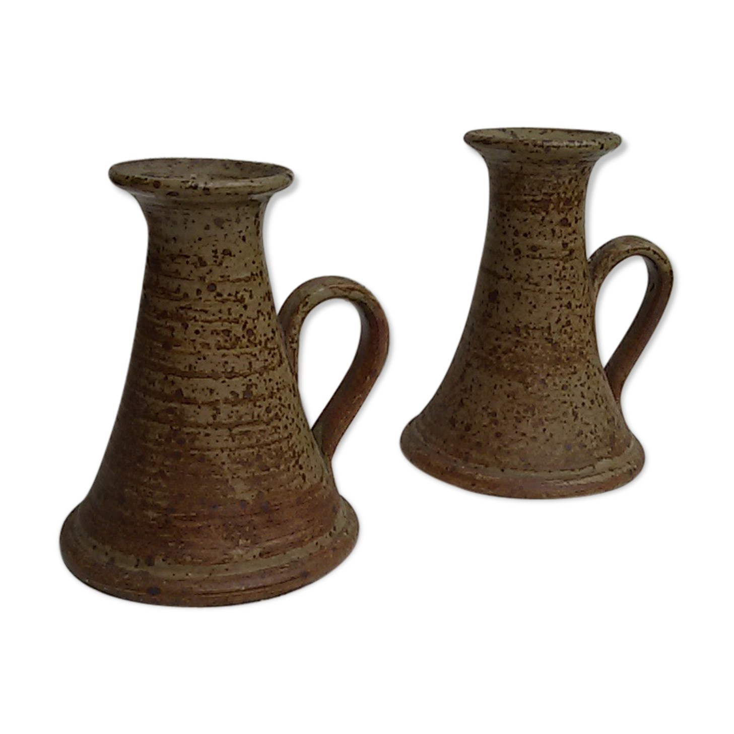 Pair of candlesticks in stoneware vintage 70