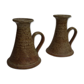Pair of candlesticks in stoneware vintage 70