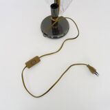 Foliage table lamp in glass and anthracite gray metal. 80 years