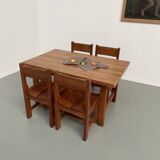 Set of table and 4 chairs, 60s mountain furniture