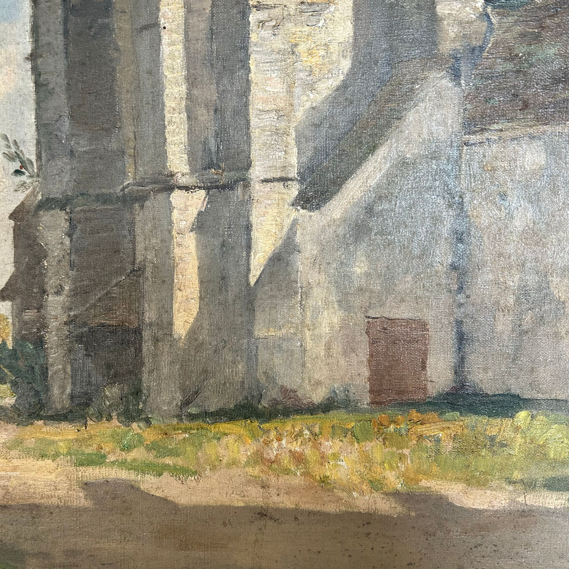 Old painting The country church