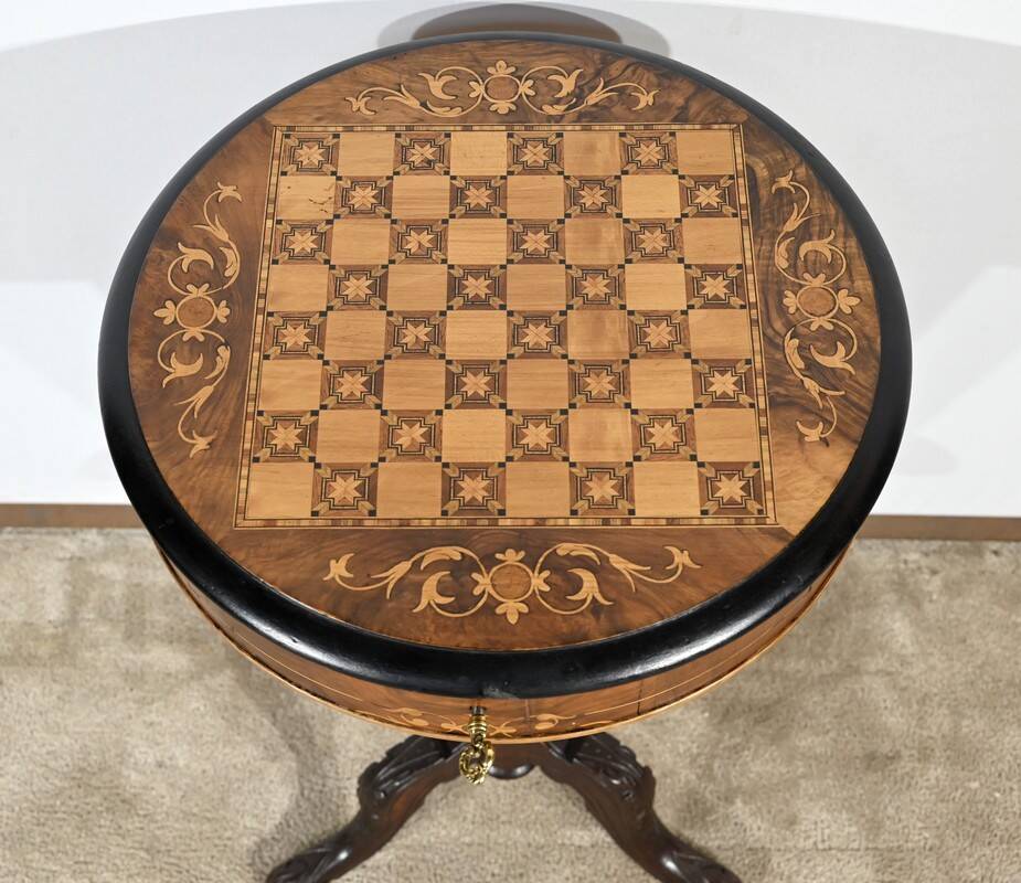 Trumpet Table for Work and Games, Walnut – Late 19th Century