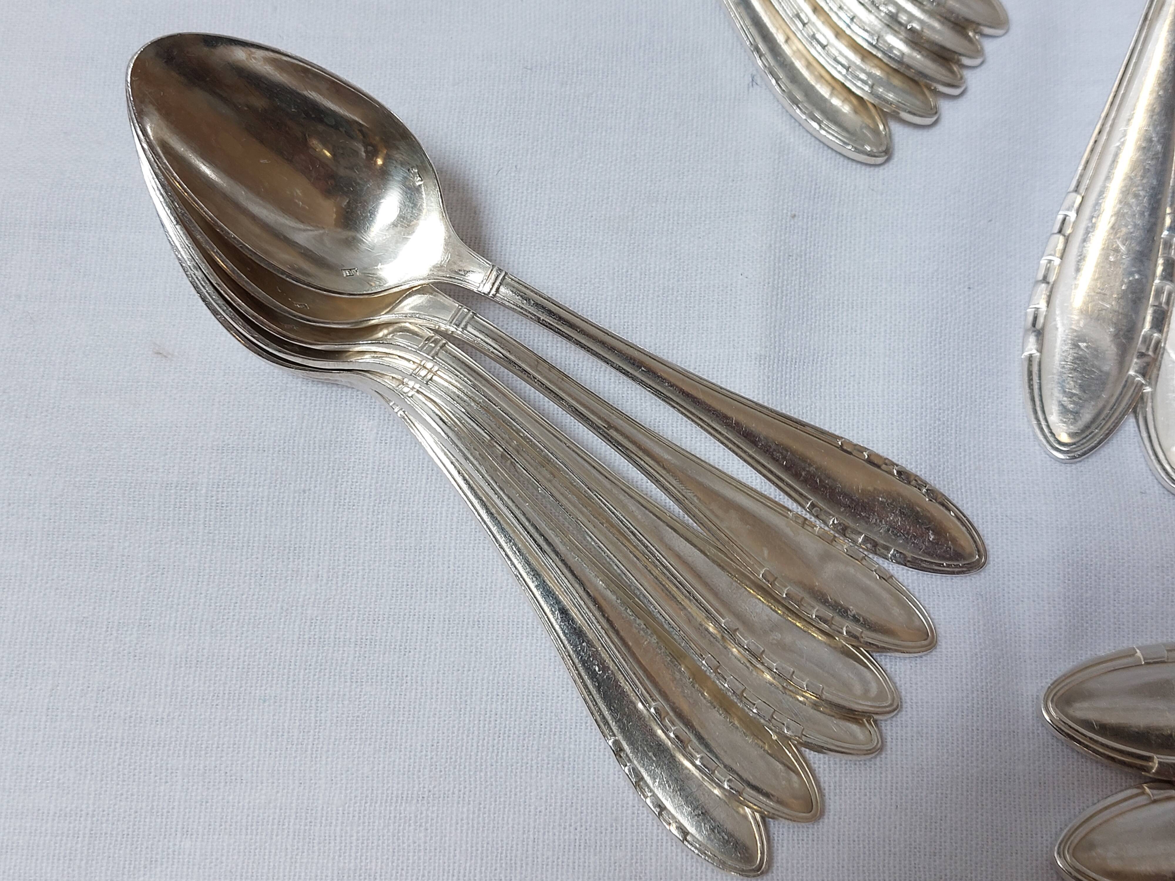 37-piece silver-plated metal cutlery set Art Deco
