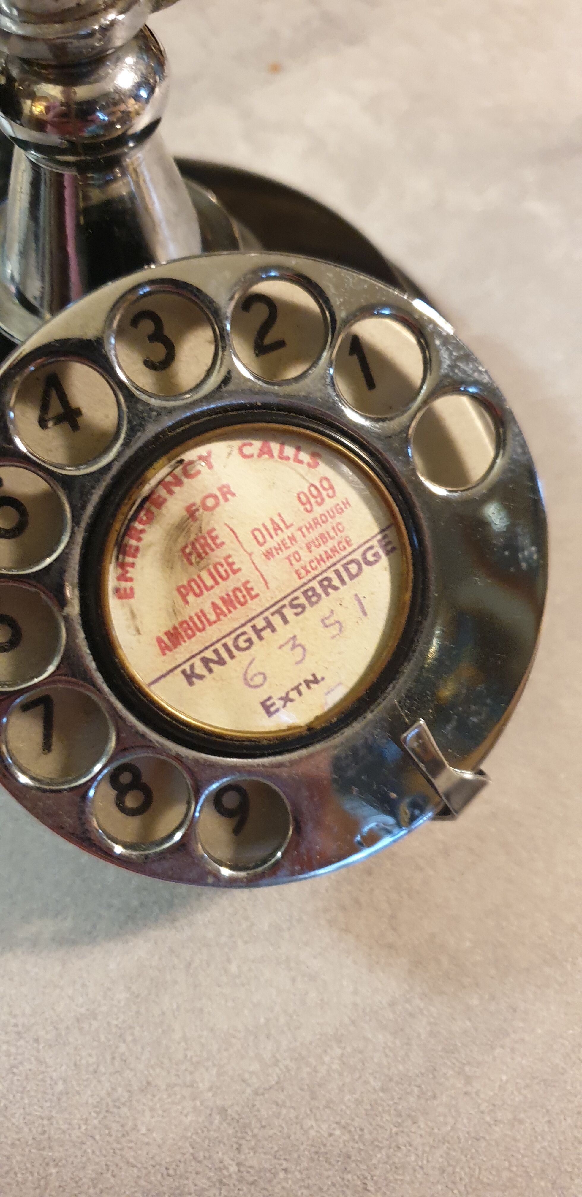Wired English telephone bell in vintage Bakelite