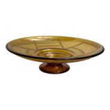 Large Art Deco amber glass bowl