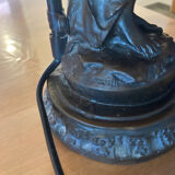 Lamp statue in regulated patinated bronze Auguste Moreau