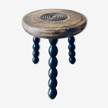 Massive wooden tripod stool