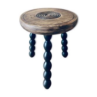 Massive wooden tripod stool