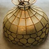 Mother-of-pearl chandelier and brass shape flower 70s