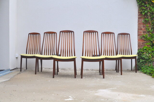 Set of six teak dining chairs