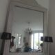 Antique trumeau mirror with pearl grey and powdered white patina