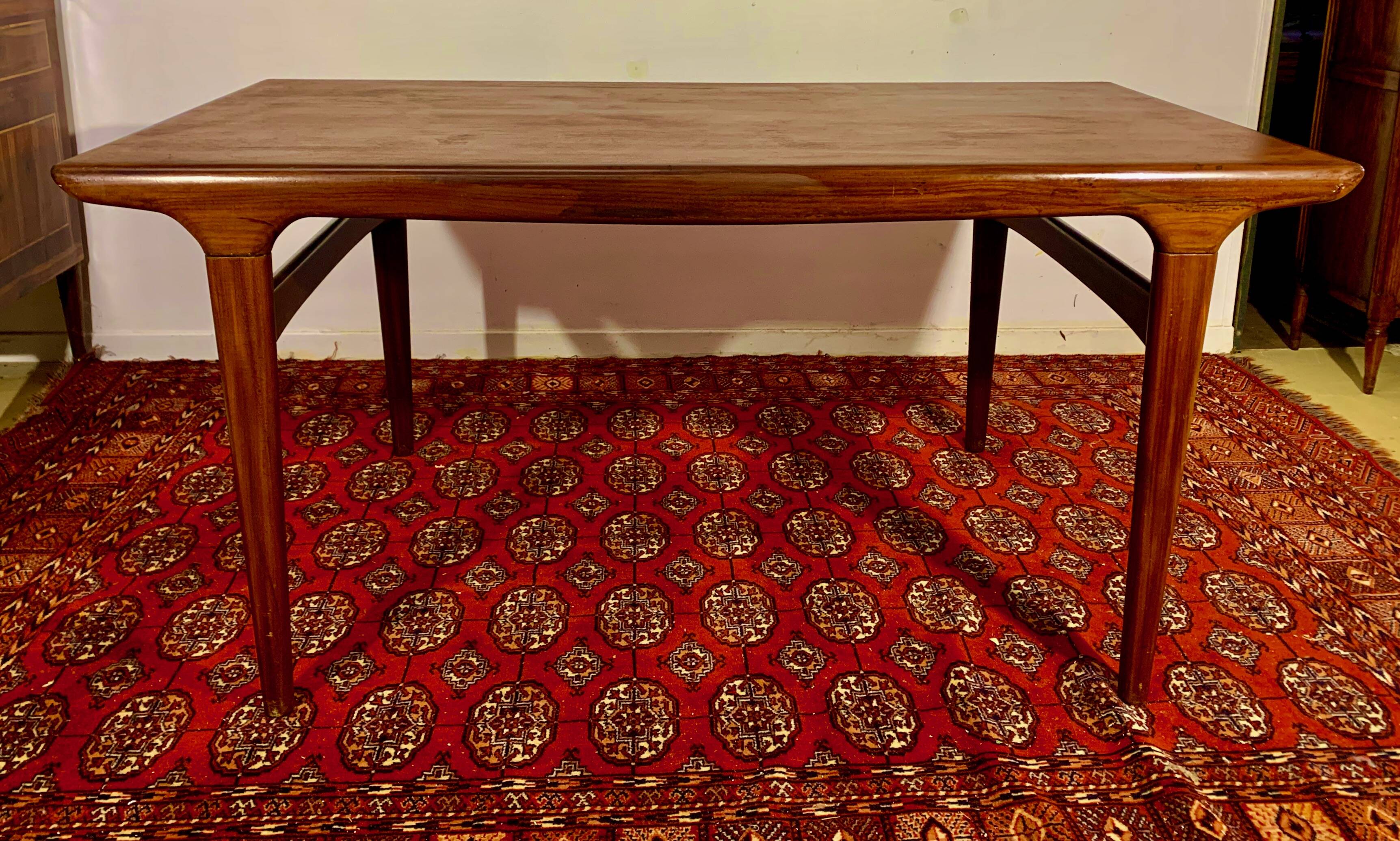 Scandinavian living room dining room table in teak, denmark 1960