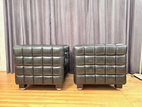 Paire de fauteuils Kubus 8020, conçus par Josef Hoffmann, Wittmann, Autriche