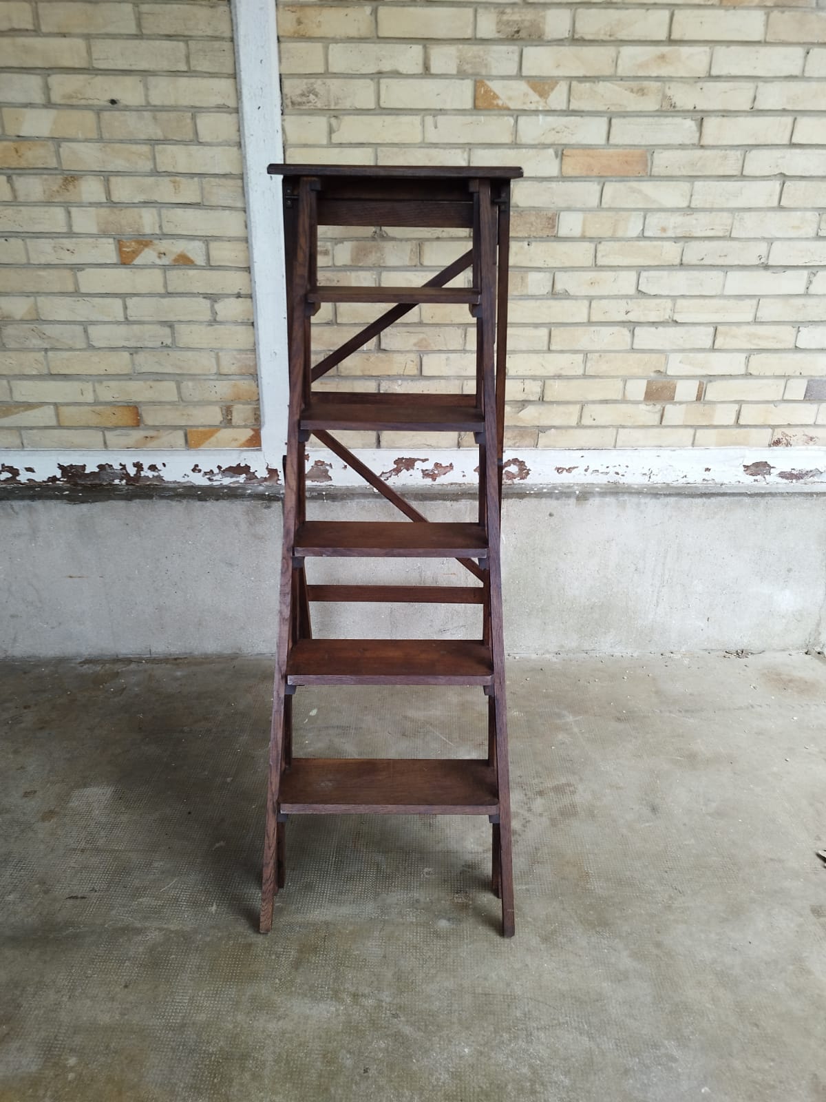 Escabeau bois de bibliotheque vintage  1930