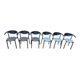 6 chaises de style gondole structure métallique cossus et simili cuir