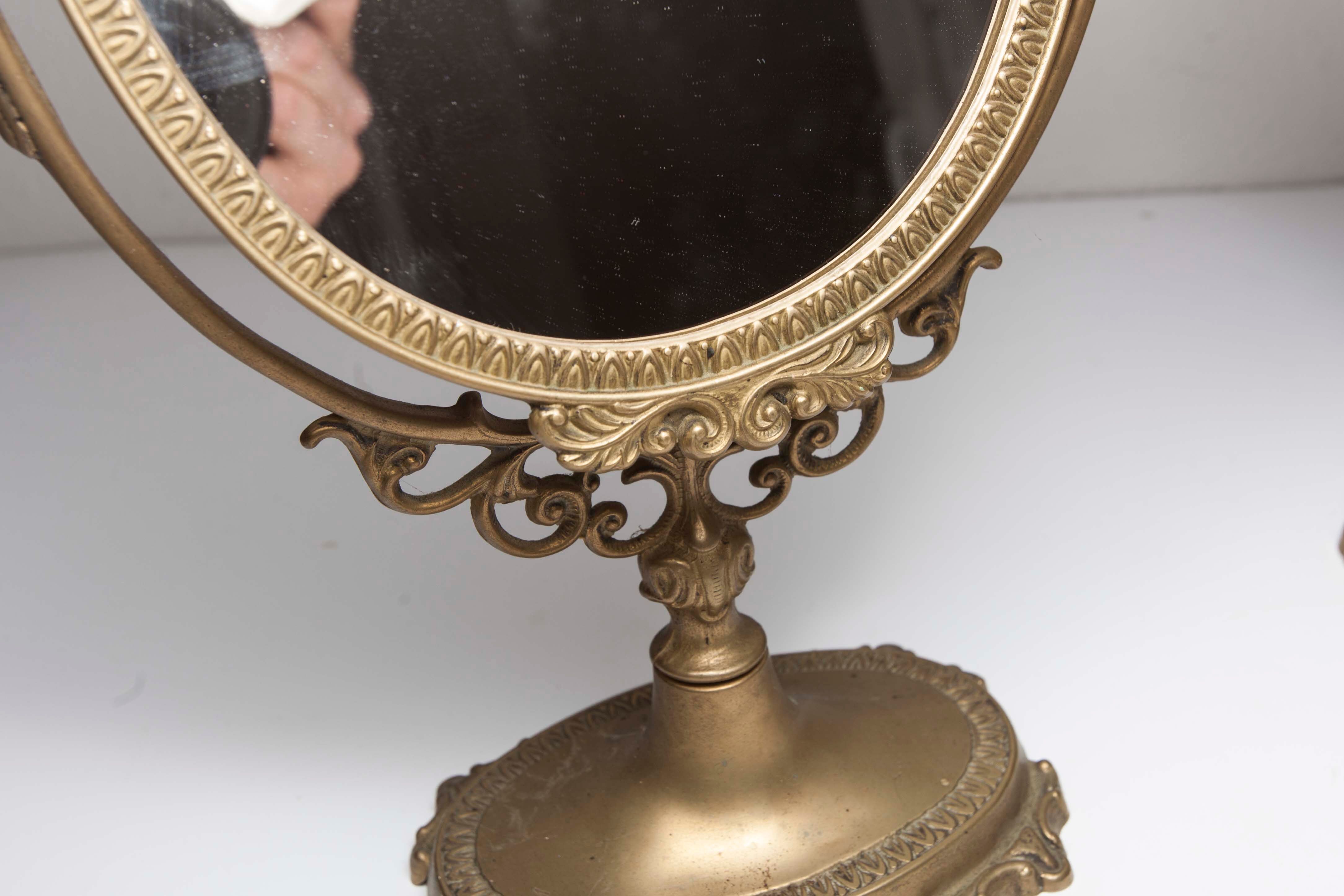 Pair of brass table mirror  28x39cm